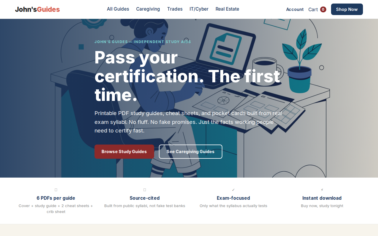 John's Guides — certification study guide storefront