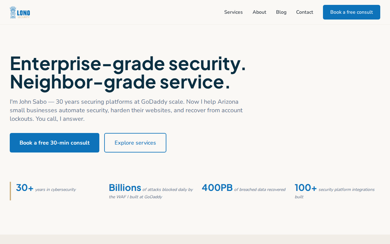 Lono Security — consultancy homepage